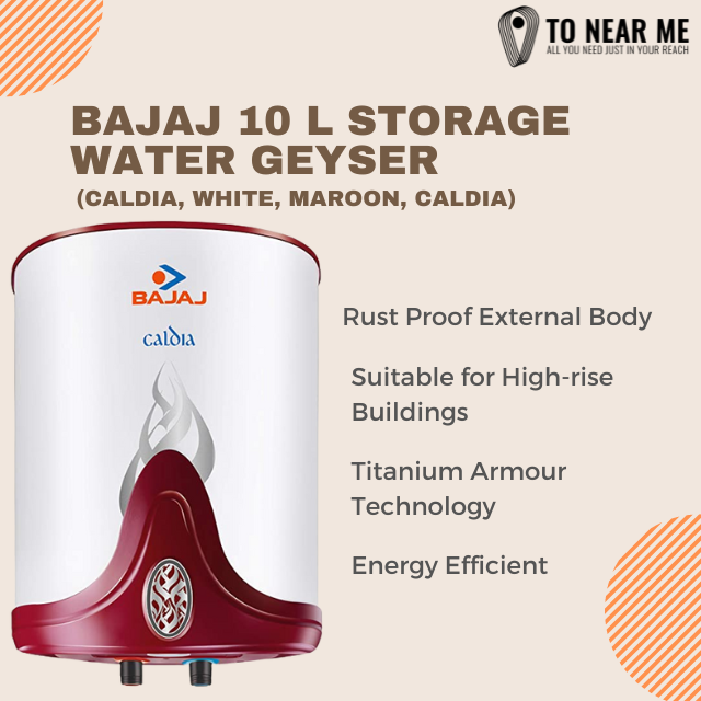 Buy the best BAJAJ 10 L Storage Water Geyser (Caldia, White, Marron, Caldia) For your PG